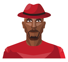 Image showing African male wearing red hat illustration vector on white backgr