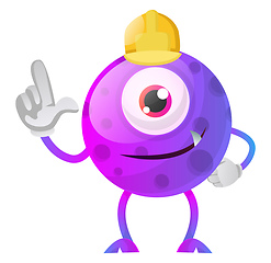 Image showing Construction worker purple monster illustration vector on white 