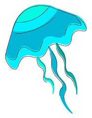 Image showing Jelly fish in blue color vector or color illustration