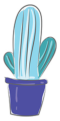 Image showing cactus brooch in blue pot vector or color illustration