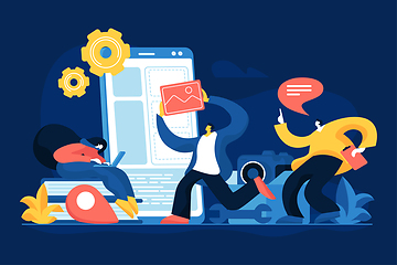 Image showing Mobile app engineering flat vector illustration