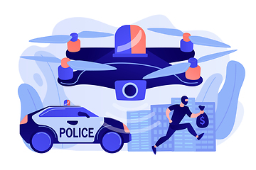 Image showing Law enforcement drones concept vector illustration.