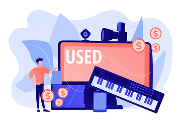 Image showing Used electronics trading concept vector illustration.