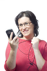 Image showing woman technology mp3 music