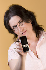 Image showing young woman communication technology