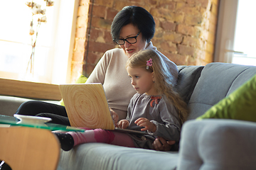 Image showing Happy loving family. Grandmother and grandchild spending time together