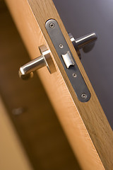 Image showing background wood door lock house