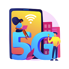 Image showing Mobile phones 5G network abstract concept vector illustration.