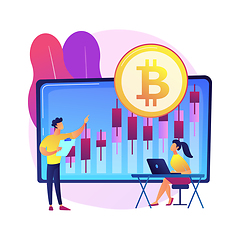 Image showing Cryptocurrency trading desk abstract concept vector illustration.