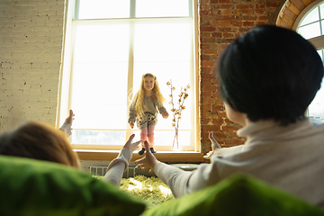 Image showing Happy loving family. Grandmother, mother and daughter spending time together