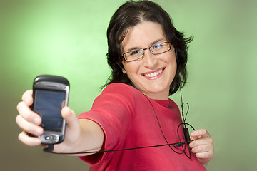 Image showing young woman communication technology