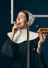 Image showing Medieval young woman as a nun, creative design, art vision