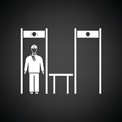 Image showing Stadium metal detector frame with inspecting fan icon