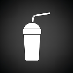 Image showing Disposable soda cup and flexible stick icon