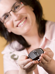 Image showing young woman communication technology