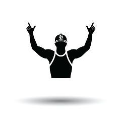 Image showing Football fan with hands up icon