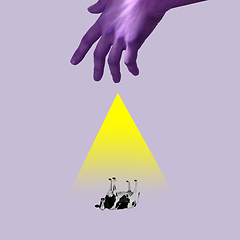 Image showing Hands aesthetic on bright background, artwork. Concept of human relation, community, togetherness, symbolism, surrealism.