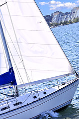 Image showing Sailboat in Toronto harbor