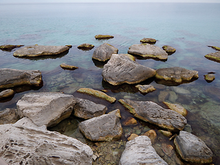 Image showing Rocky coast of the Caspian Sea.