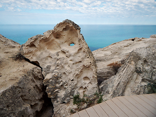 Image showing Rocky coast of the Caspian Sea.