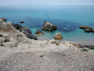 Image showing Rocky coast of the Caspian Sea.