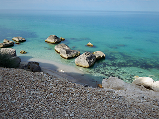 Image showing Rocky coast of the Caspian Sea.