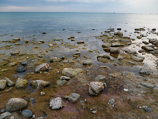 Image showing Rocky coast of the Caspian Sea.