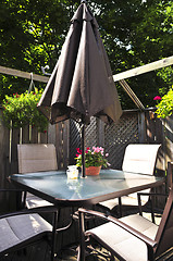 Image showing Patio furniture on a deck