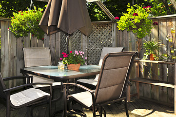 Image showing Patio furniture on a deck