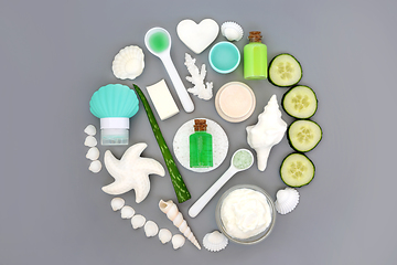 Image showing Aloe Vera and Cucumber Skin and Body Care Products