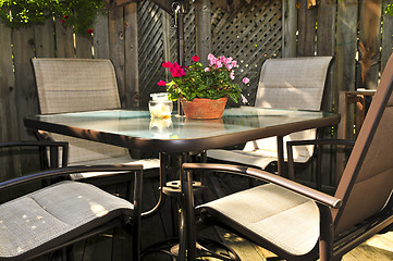 Image showing Patio furniture on a deck