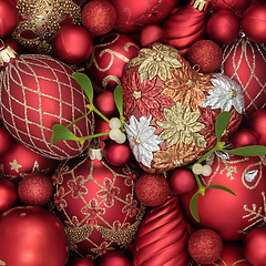 Image showing Romantic Christmas Mistletoe and Luxury Tree Decorations