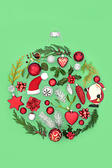 Image showing Abstract Fun Christmas Bauble with Flora and Objects 