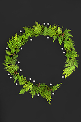 Image showing Snowflake and Cedar Leaf Wreath Abstract