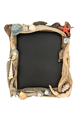 Image showing Driftwood and Seashell Background Border Composition