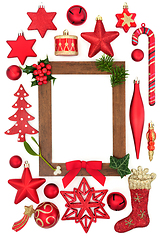 Image showing Abstract Christmas Frame and Red Decorations