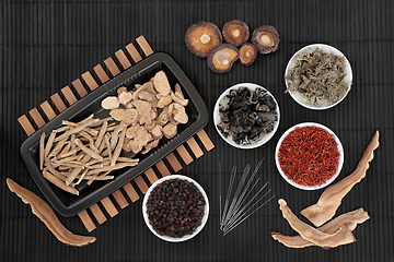 Image showing Chinese Acupuncture Treatment with Traditional Herbs and Spice