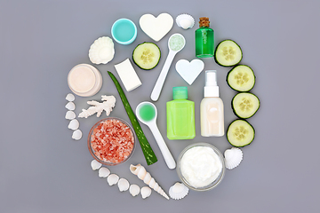 Image showing Natural Aloe Vera and Cucumber Beauty Treatment