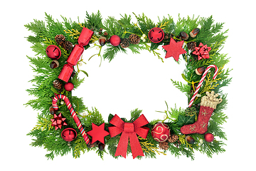 Image showing Abstract Christmas Background with Flora and Decorations