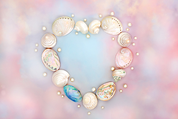 Image showing Heart Shaped Mother of Pearl Seashell Wreath