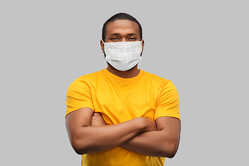 Image showing african american man in protective medical mask