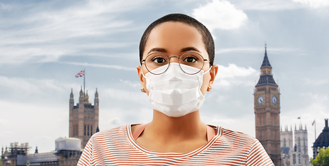 Image showing young african american woman in protective mask