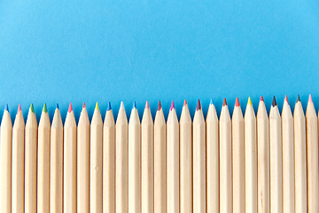 Image showing coloring pencils on blue background