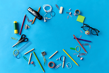Image showing stationery or school supplies on blue background
