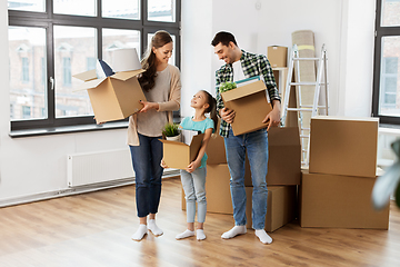 Image showing happy family with child moving to new home