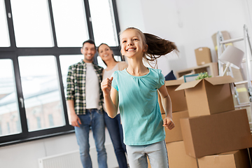 Image showing happy family with child moving to new home