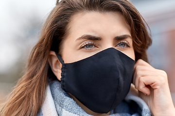 Image showing woman wearing protective reusable barrier mask