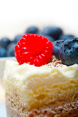 Image showing fresh raspberry and blueberry cake