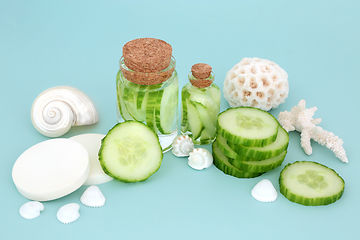 Image showing Fresh Cucumber Organic Spa Beauty Treatment  