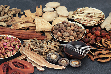 Image showing Natural Chinese Herbal Medicine with Acupuncture Needles